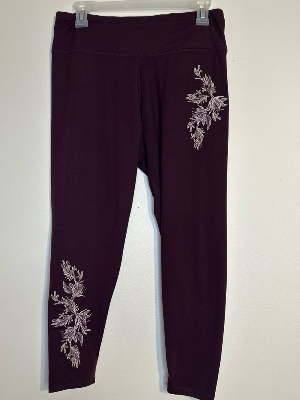 Womens Embroidered Leggings - Plum